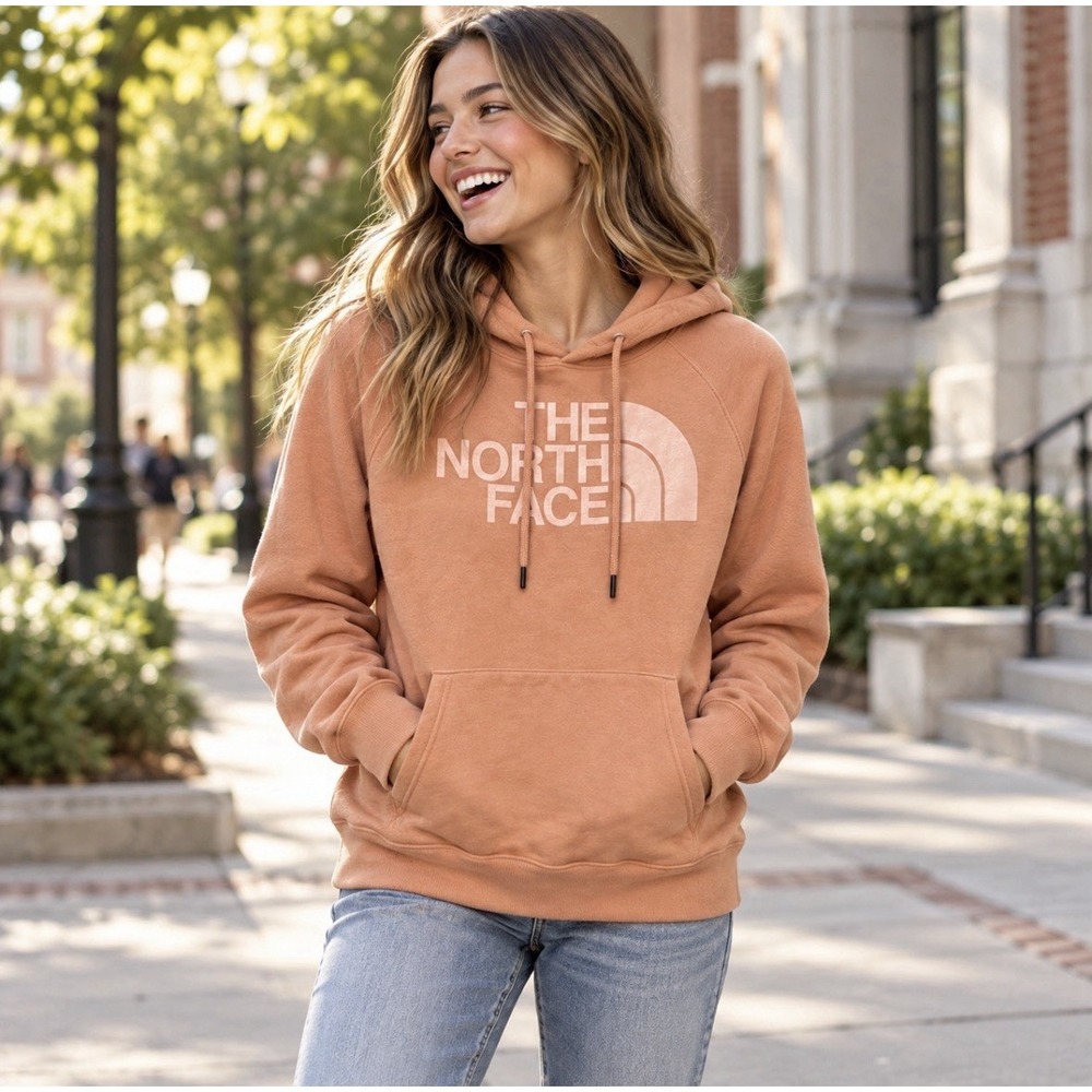 The North Face Womens Peach Half Dome Logo Pullover Hoodie Size M